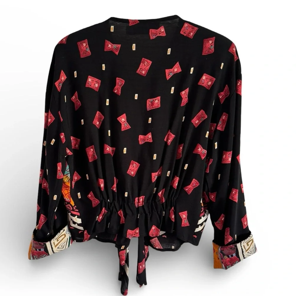 Vintage Marsha and Julio for Componix Boho Art Shirt 80s 90s Statement Top SZ 8 - Picture 4 of 12
